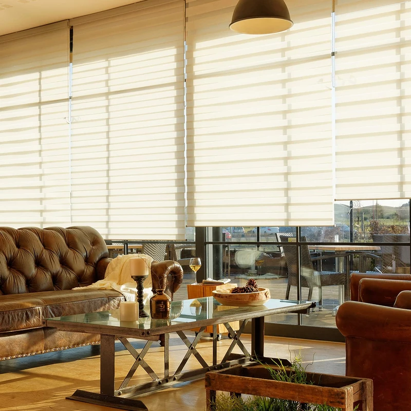 MADECOSTORE Double Store Enrouleur Jour Nuit Must - Sable - L64 x H250 cm - Fixation Avec Perçage - Chaînette Chromée