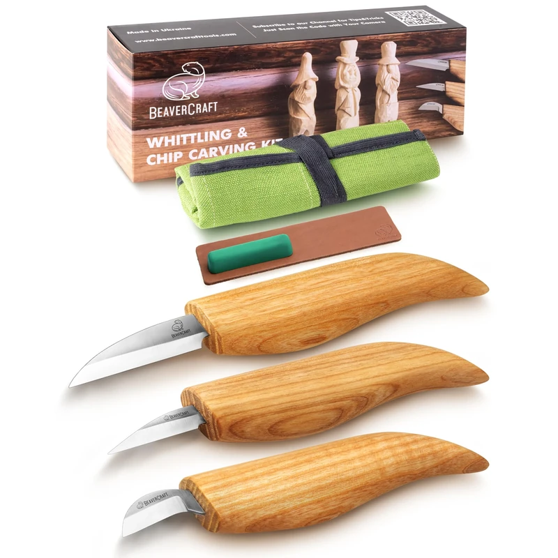 BeaverCraft Wood Carving Kit S15 Wood Whittling Kit for Beginners Kids - Wood Carving Knife Set Whittling Knife Wood Carving Knives Carving Tools