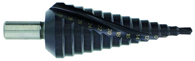 TIVOLY 11448720412 HSSE5 TiAlN Conical Step Spiral Groove Drill Bit, Black