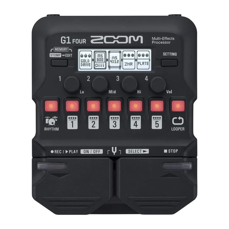 ZOOM G1 FOUR Guitar Multi-Effects Pedal with Looper, Drum Computer & Amp Modeling – Ideal for Stage & Studio
