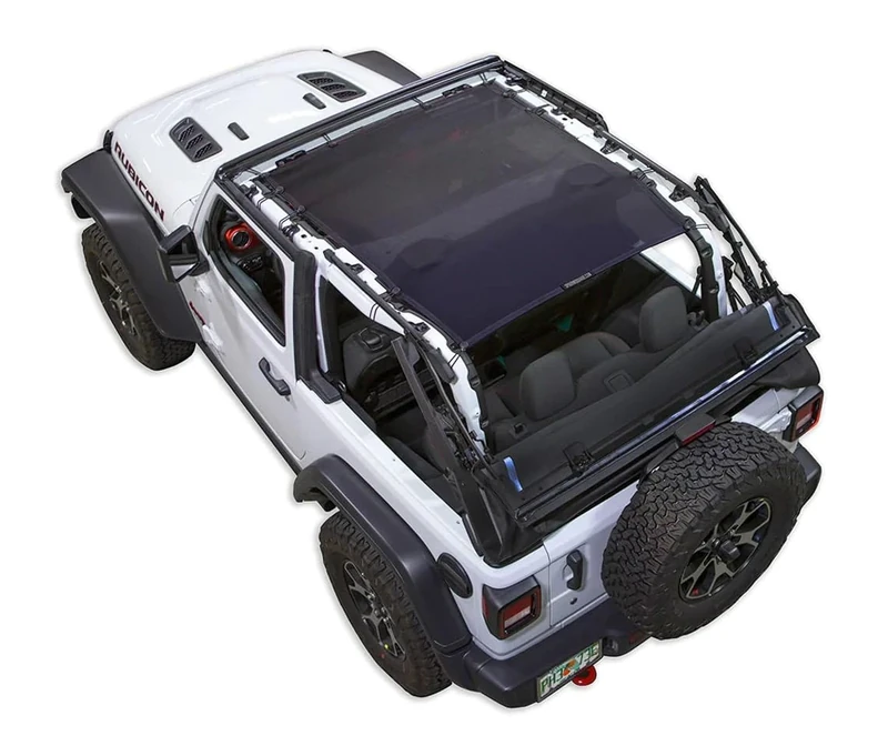 SPIDERWEBSHADE Compatible with Jeep Wrangler JL Mesh Shade Top Sunshade UV Protection Accessory USA Made for Your JL 2-Door (2018-current) in Black