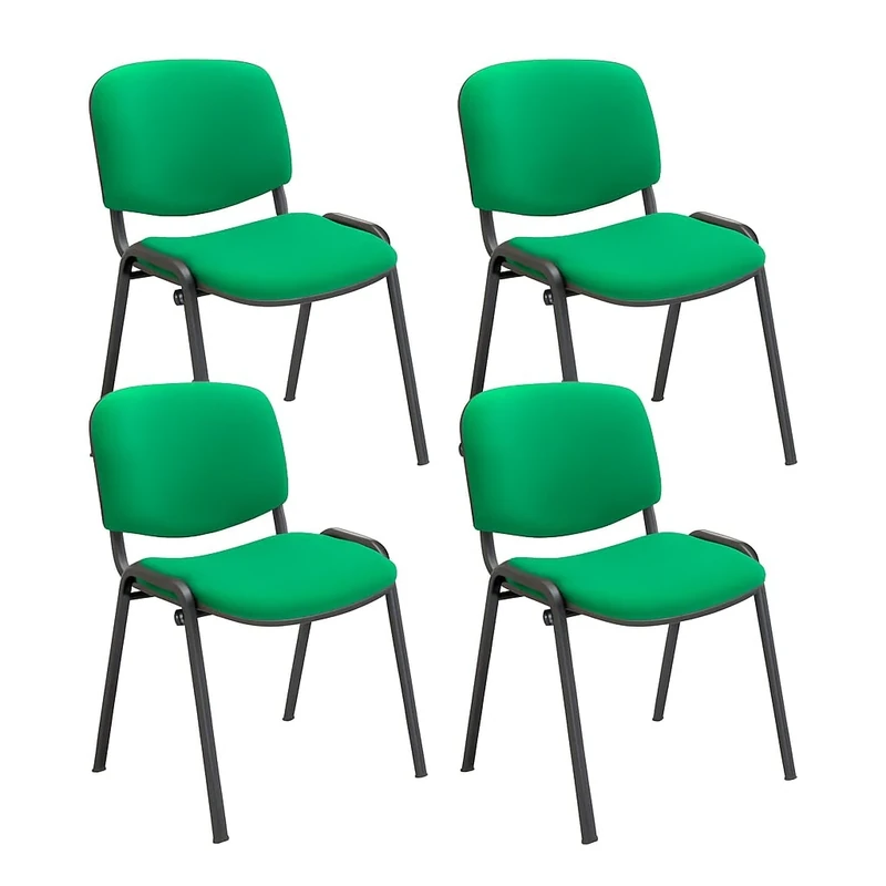 Office Hippo Heavy Duty Stackable Reception Chair, Black Frame, Fabric, Green, Pack of 4