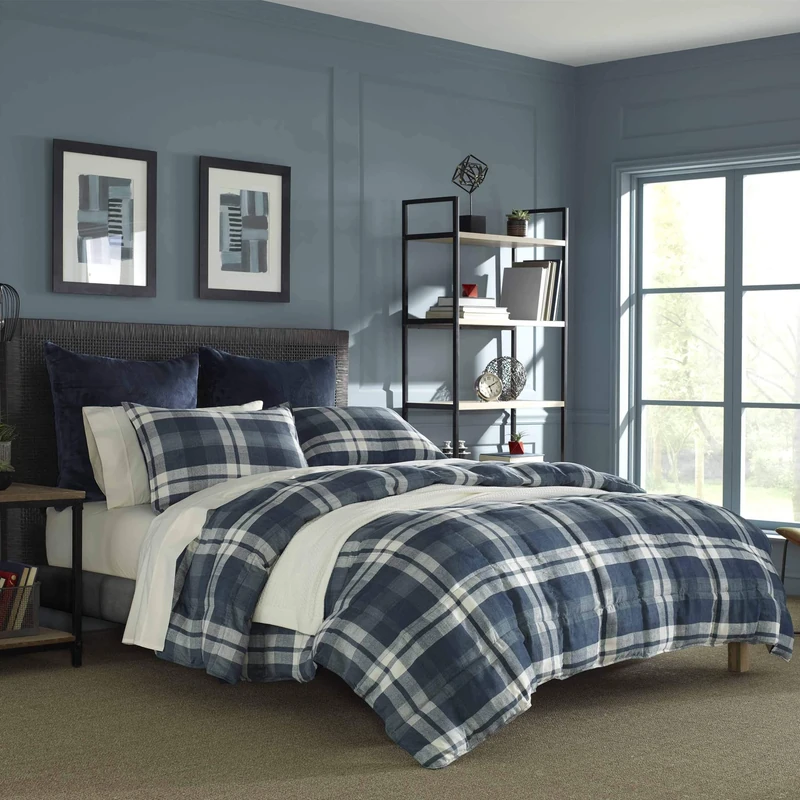 Nautica Comforter Set, Microfiber, Navy, King