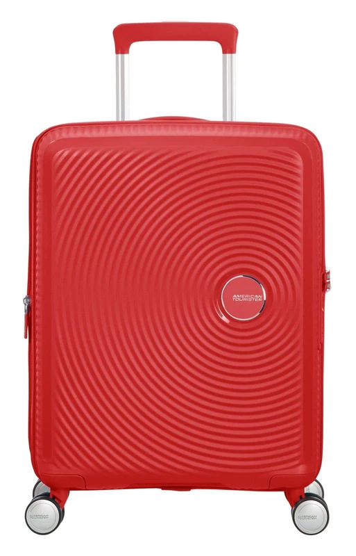 American Tourister Soundbox - Hand Luggage Suitcase 55 x 40 x 20/23 cm - Hard Shell Trolley Suitable for EasyJet - Expandable, Light, 4 wheels & TSA Lock - 35.5/41 L - Red (Coral Red)