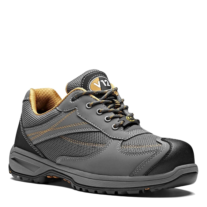 V12 Turbo, Lightweight Vegan Men's Safety Trainer, Size 12, Grey