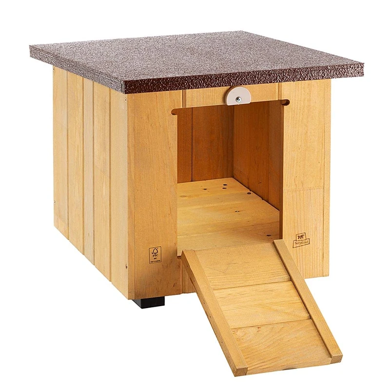 Ferplast BAITA 40 FSC Wooden Dog House - Opening Roof, Sloping, Waterproof & Anti-UV - Ventilation Grille - Closing Ladder - Insulating Feet - 38.5 x 41.5 xh 43.5 cm