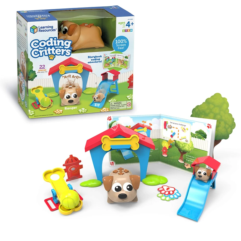 Learning Resources LER3080 Critters: Ranger & Zip, Along with Your New Playful Story Book Adventure, Endless Coding Challenges with Interactive Playset, Feed, Pet and Make Friends
