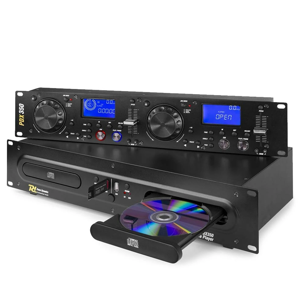 PDX350 Dual CD Mixer - Rack Mountable with Jog CUE Scratch Pitch, MP3 USB Player - Professional CD DJ Decks with Advanced Features, Ideal for DJs, Clubs, and Events