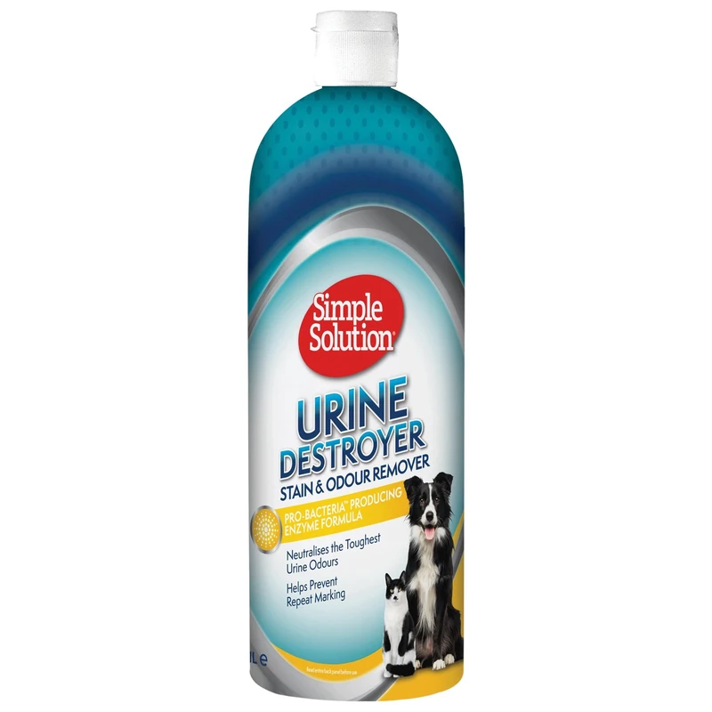Simple Solution Urine Destroyer Enzymatic Cleaner, Pet Stain and Odour Remover with Pro-bacteria Cleaning Power - 4 x 1Ltrs