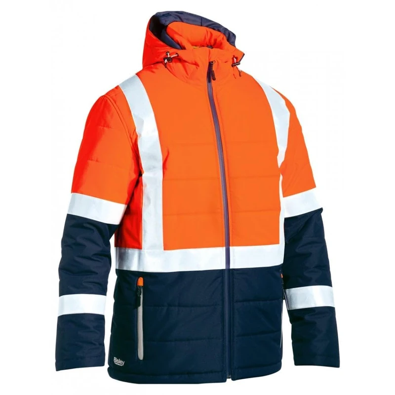 Bisley Workwear UKBJ6929HT_TT05 Puffer Jacket Two Tone Hi-Vis Long Sleeve Taped - Orange/Navy, 5XL