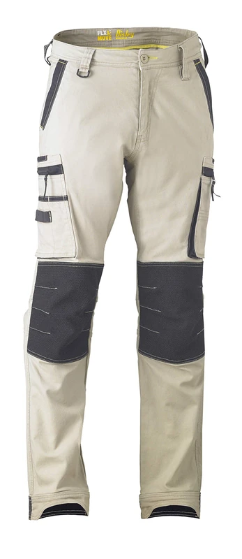 Bisley Workwear UKBPC6333_BSTN Flex & Move Cargo Trousers Stretch Utility Zip with Knee Pockets-Stone, 40R