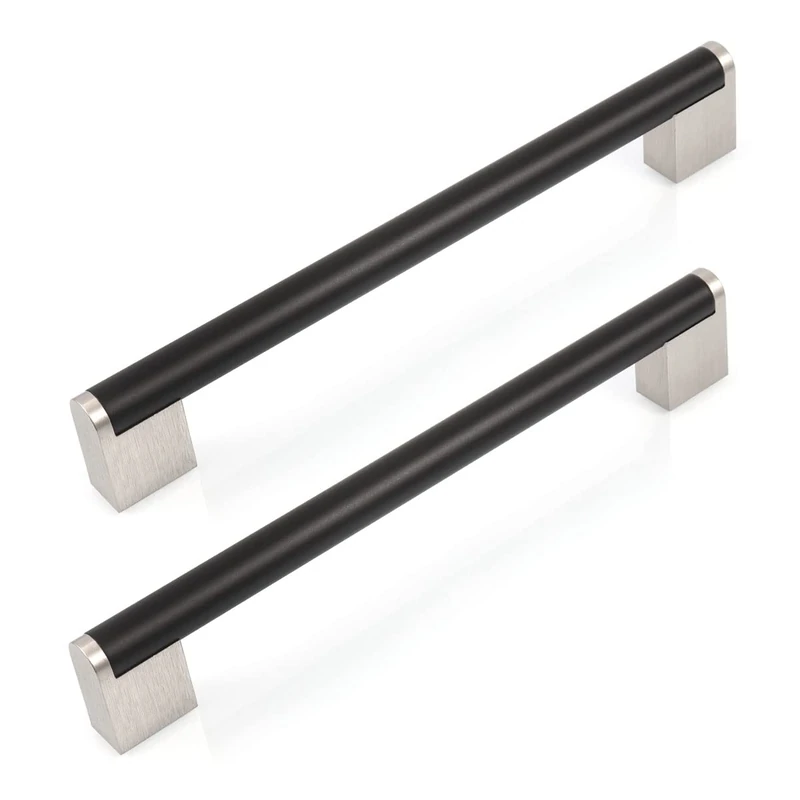 FULGENTE 10 Pack 7-1/2" (192mm) Brushed Square Cabinet Handle Stainless Steel Drawer Pulls for Kitchen Bathroom Cupboard Cabinet Flat Black