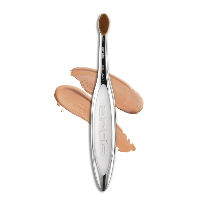 Artis Elite Oval 3 Brush Oval Makeup Brush Luxury Synthetic Cosmefibre Brus Ideal For Eye Cream, Concealer, Highlight Use With Liquids, Powders, and Creams Creates Airbrush Finish