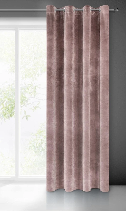 Eurofirany VILLA Soft Plain Opaque Velvet Curtain with Eyelets - 1 Unit, Fluffy Panel Drape Classic Glamour Elegant Living Room, Bedroom, 290 g/m2, W55 x L98, Altrosa