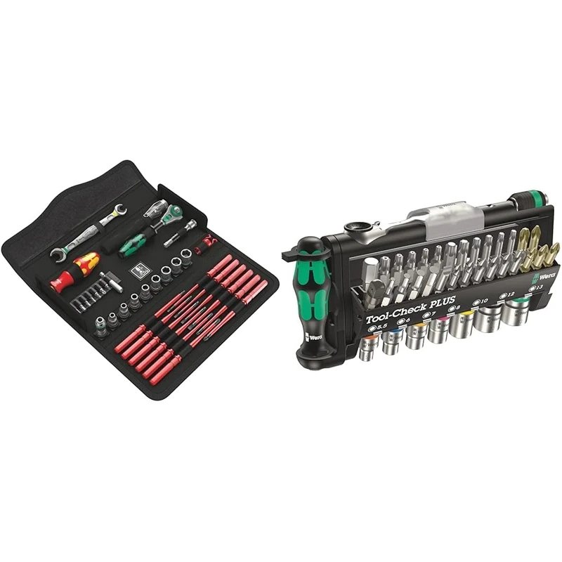 Wera 135926 Kraftform Kompakt W1 Maintenance Kit & Tool-Check Plus Mini Bit Ratchet, Socket, Screwdriver & Bit Set, 39pc, 05056490001