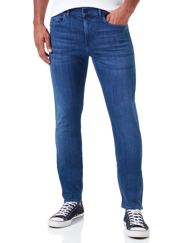 Seven for all Mankind International SAGL Men's Slimmy Tapered Tapered Fit Jeans, Blue (Mid 0bd), W28/L32 (Manufacturer Size: 28) - Image 1