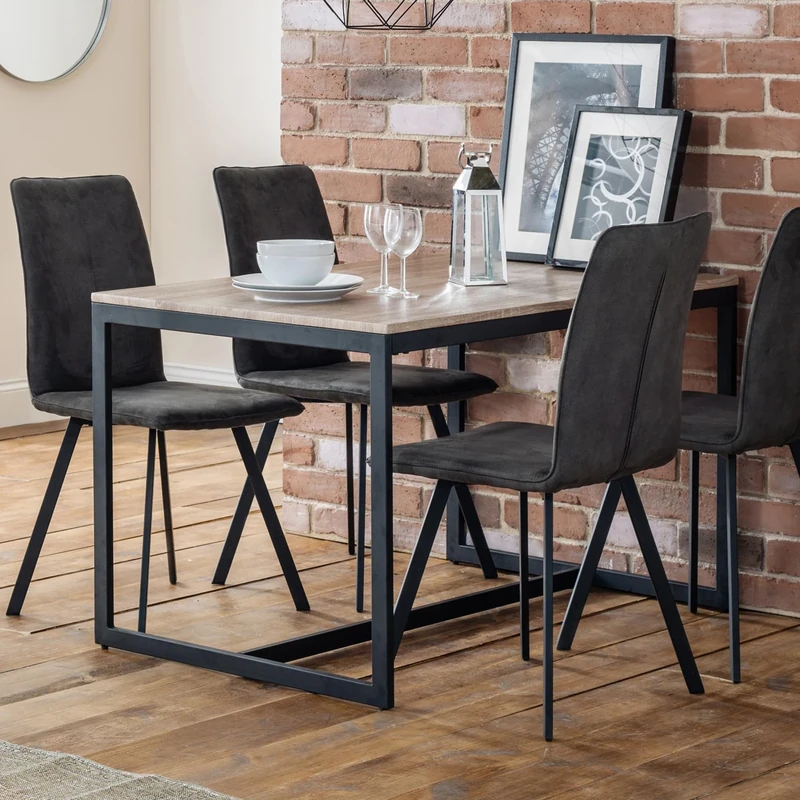 Julian Bowen Tribeca Dining Table - Black/Sonoma Oak - Stylish and Practical Dining Room Centerpiece