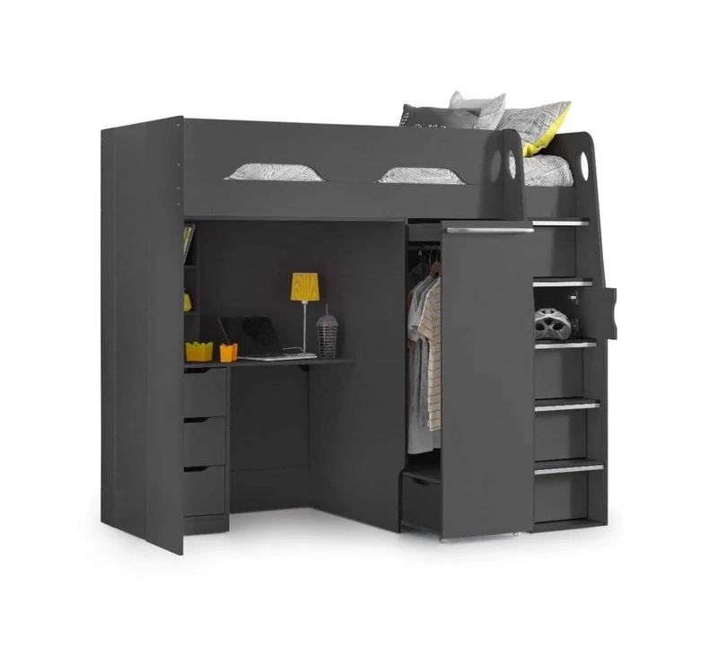 Julian Bowen Anthracite Wood Pegasus Highsleeper, Single