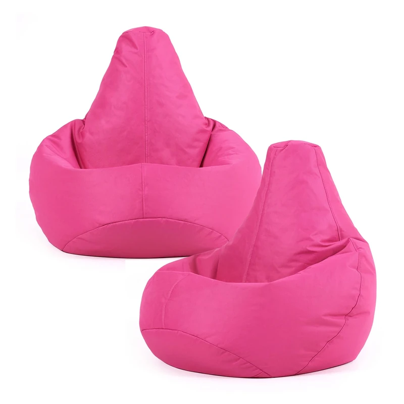 Bean Bag Bazaar Dalton Kids Bean Bag, Pink, 2 Pack, Water Resistant, Gaming Chair for Kids, Beanbag for Indoor and Outdoor Use with Filling Included, Childs Chair ideal for Bedroom, Playroom, Garden