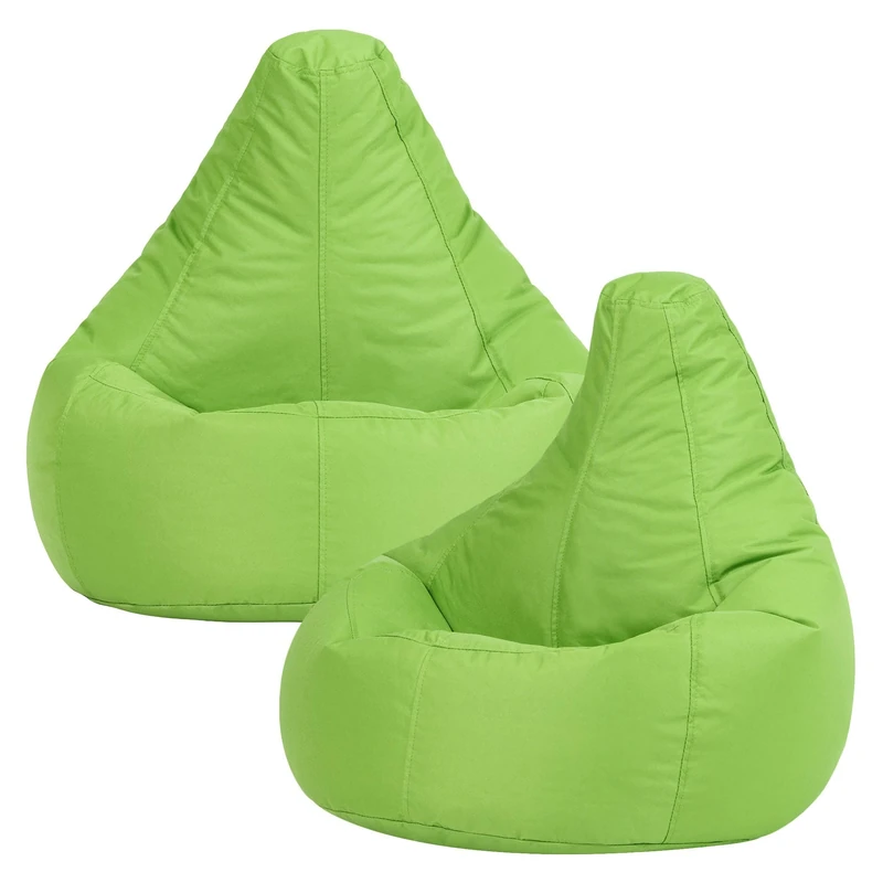 Bean Bag Bazaar Dalton Kids Bean Bag, Lime, 2 Pack, Water Resistant, Gaming Chair for Kids, Beanbag for Indoor and Outdoor Use with Filling Included, Childs Chair ideal for Bedroom, Playroom, Garden