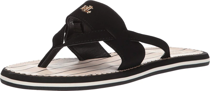 Lauren Ralph Lauren Women's Rosalind Sandal, Black Nubuck Pu, 9 UK
