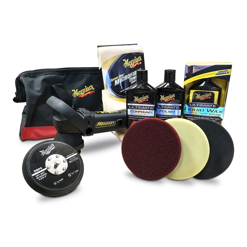 Meguiar's Dual Action DA Car Machine Polisher Pad Kit MT320ULTKIT With Pads, Bag, Ultimate Compound, Ultimate Polish And Ultimate Liquid Wax