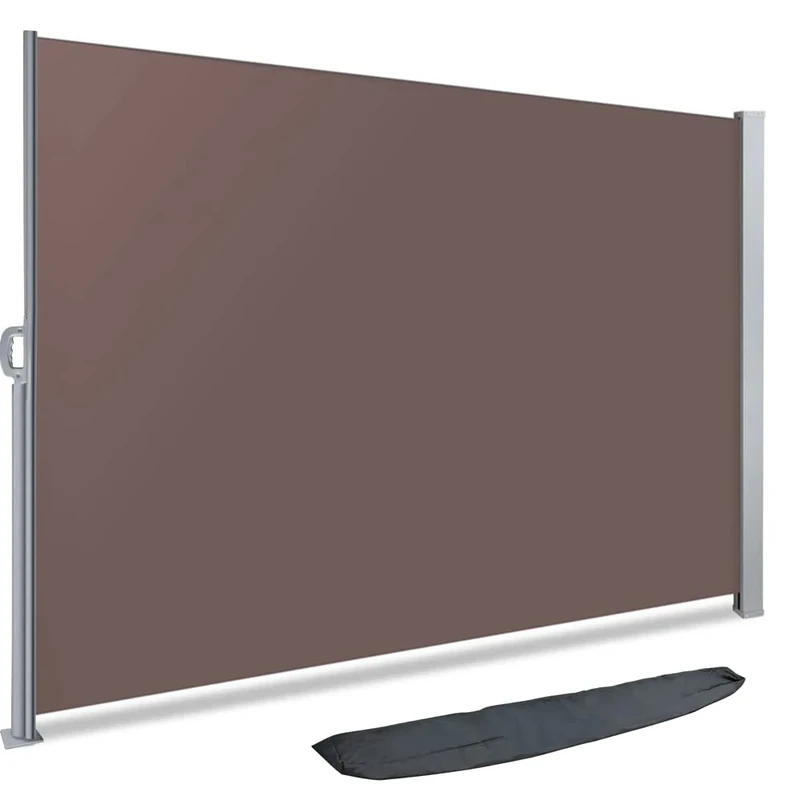 VOUNOT Side Awning Retractable, Outdoor Privacy Screen for Garden, Balcony, Terrace, 180 x 300 cm, Brown