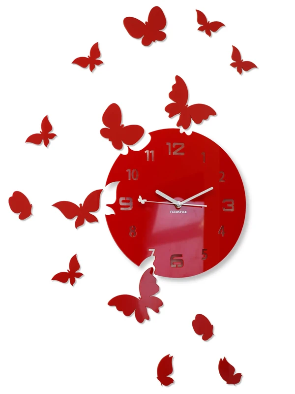 FLEXISTYLE Wall Clock, Acrylic, red, 30 cm