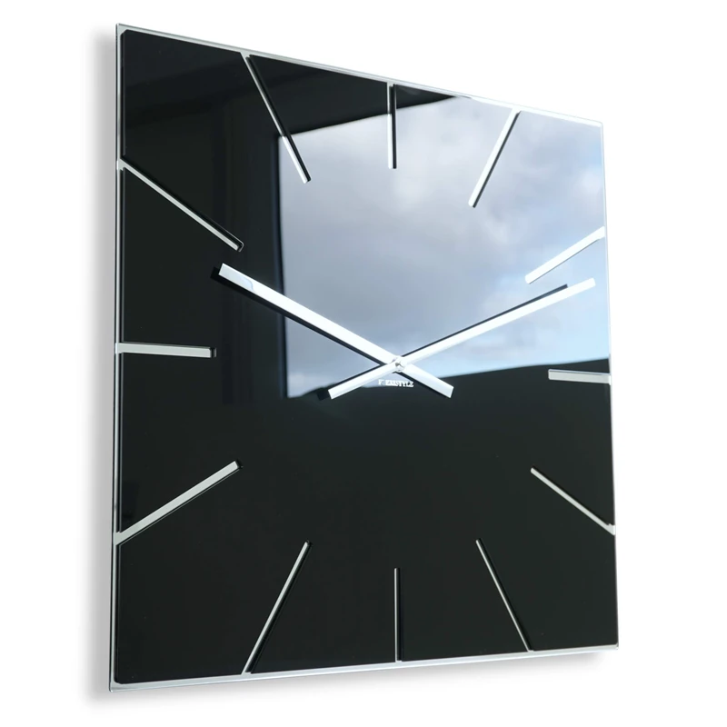 FLEXISTYLE modern large wall clock 50cm unusual design black acrylic mirror for office living room bedroom silent non ticking