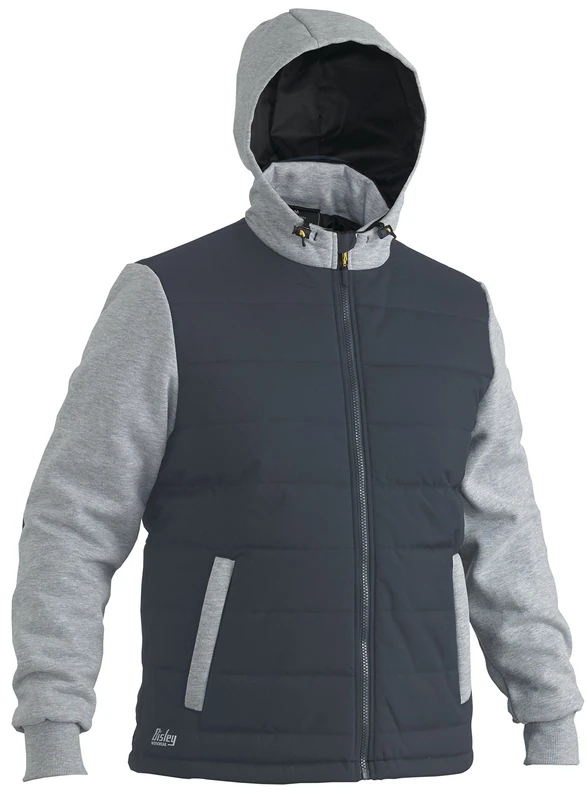 Bisley Workwear UKBJ6944_BCCG Flex & Move Jacket Hooded Puffer Fleece Contrast Long Sleeve - Charcoal, 4XL