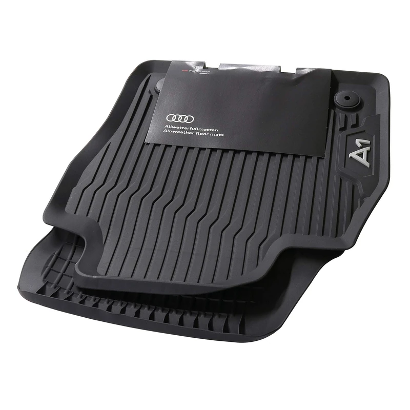 Audi 82B061501041 Premium Rubber Floor Mats 2 x Front Original Rubber Mats All-Weather Mats Black