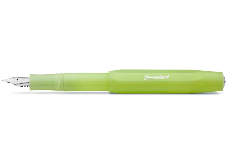 Kaweco FROSTED SPORT Fountain Pen Fine Lime I Premium Fountain Pen for Ink Cartridges I Exclusive Fountain Pen 13 cm I Nib: M (Medium)
