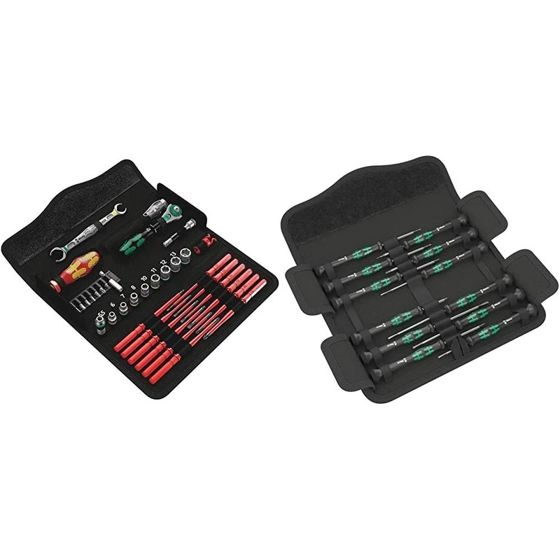 Wera 135926 Kraftform Kompakt W1 Maintenance Kit & 73675 Kraftform Micro Precision Screwdriver Set, 12 Pieces