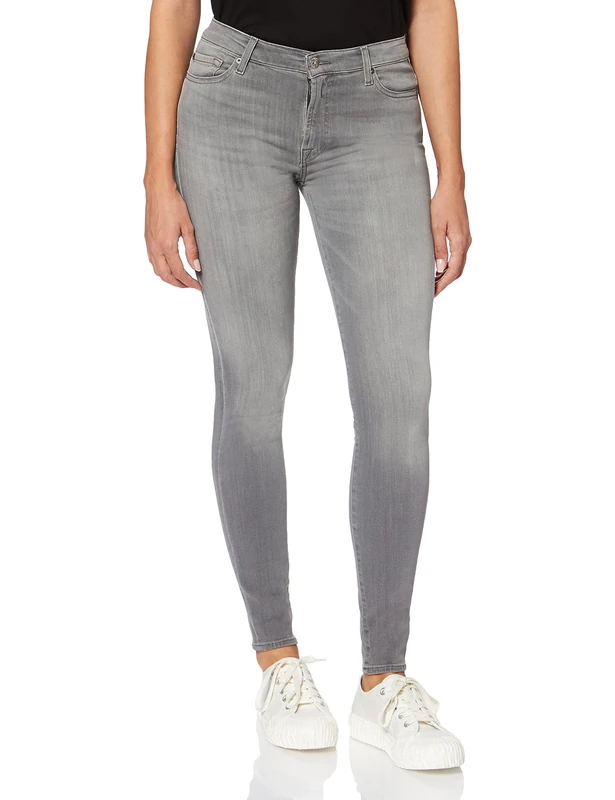 7 For All Mankind Women's Hw Skinny Jeans, Grey (Grey Pg), W27/L30 (Size: 27/30)