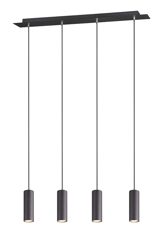 Trio Leuchten Marley 312400432 Pendant Light Metal Matte Black 4-Bulb Pendant 1 x GU10