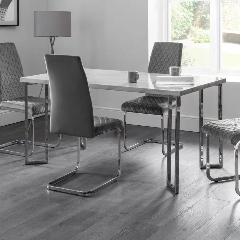 Julian Bowen Positano Dining Table - Marble & Chrome Tables