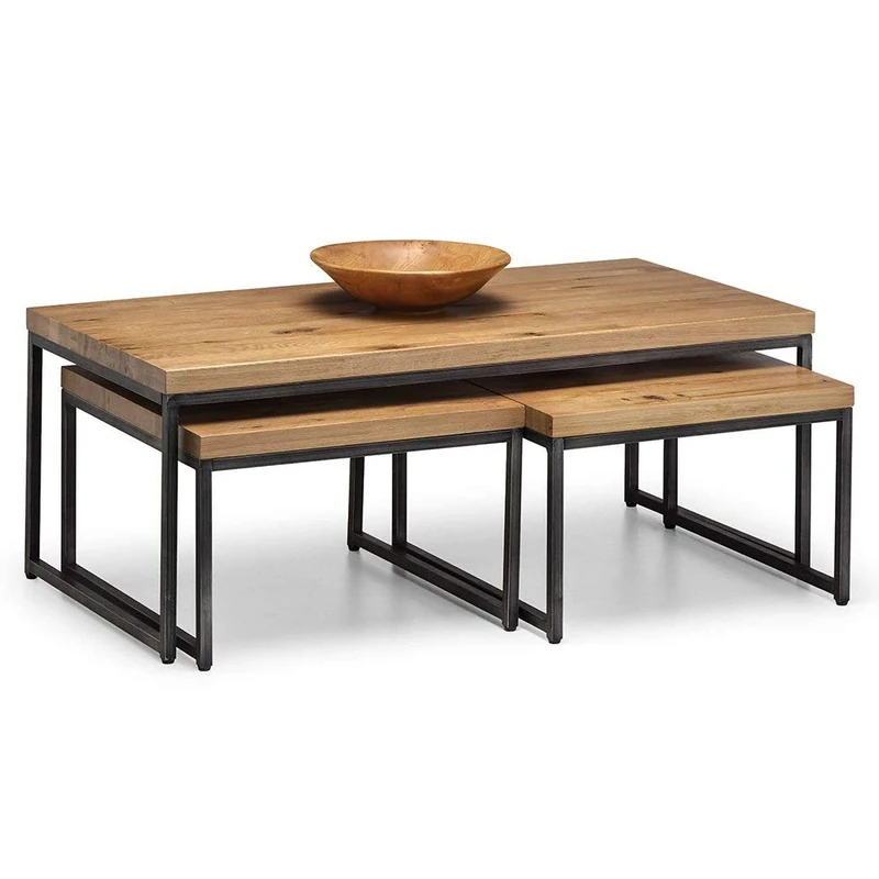 Julian Bowen Brooklyn Coffee Table - Oak & Metal - Industrial and Modern Design for Living Rooms