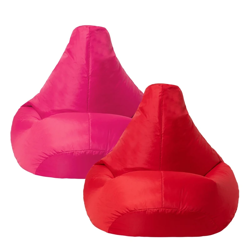 Bean Bag Bazaar Kids Gaming Chair, Indoor Outdoor Bean Bags, Pink Red, 69cm x 59cm, Large, 2 Pack