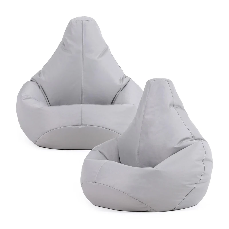 Bean Bag Bazaar Dalton Kids Bean Bag, Grey, 2 Pack, Water Resistant, Gaming Chair for Kids, Beanbag for Indoor and Outdoor Use with Filling Included, Childs Chair ideal for Bedroom, Playroom, Garden