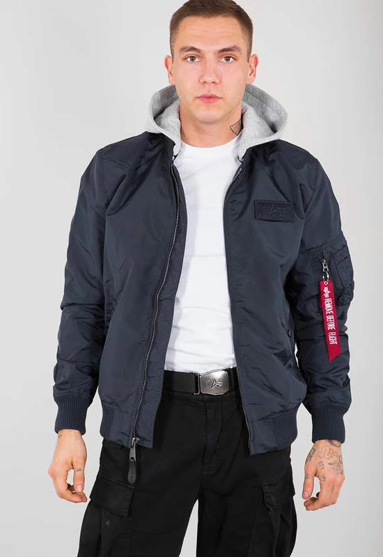 Alpha Industries MA-1 TT Hood Bomber Jacket for Men Rep.Blue