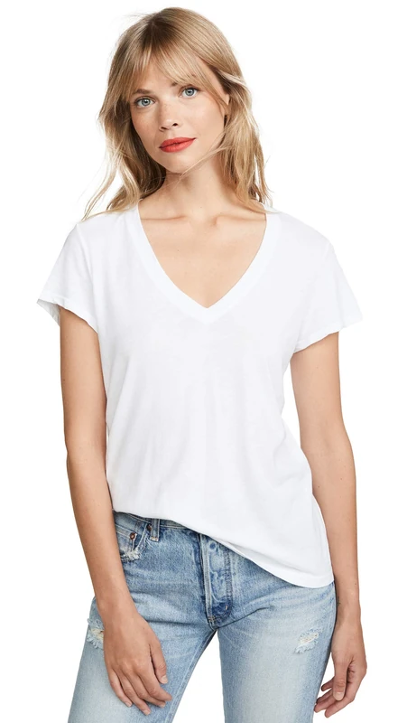 Splendid Women's Short-Sleeve V-Neck Tee T-Shirt, White, Medium