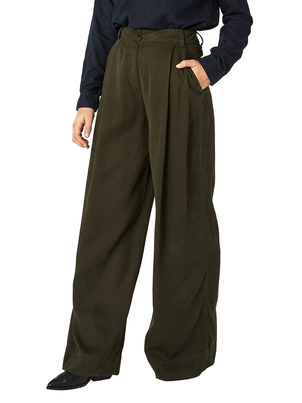 Kings of Indigo Women's Rapunzel Flared Jeans, Green (Olive Drab 7606), (Size: 27/32)