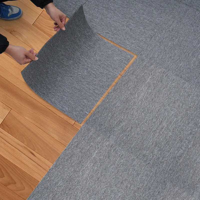 Nisorpa Heavy Duty Carpet Squares with Tapes 20x20 inch Light Grey 20 Pack Commercial Carpet Repeated Use Floor Tile Washable Mat Bitumen Backed