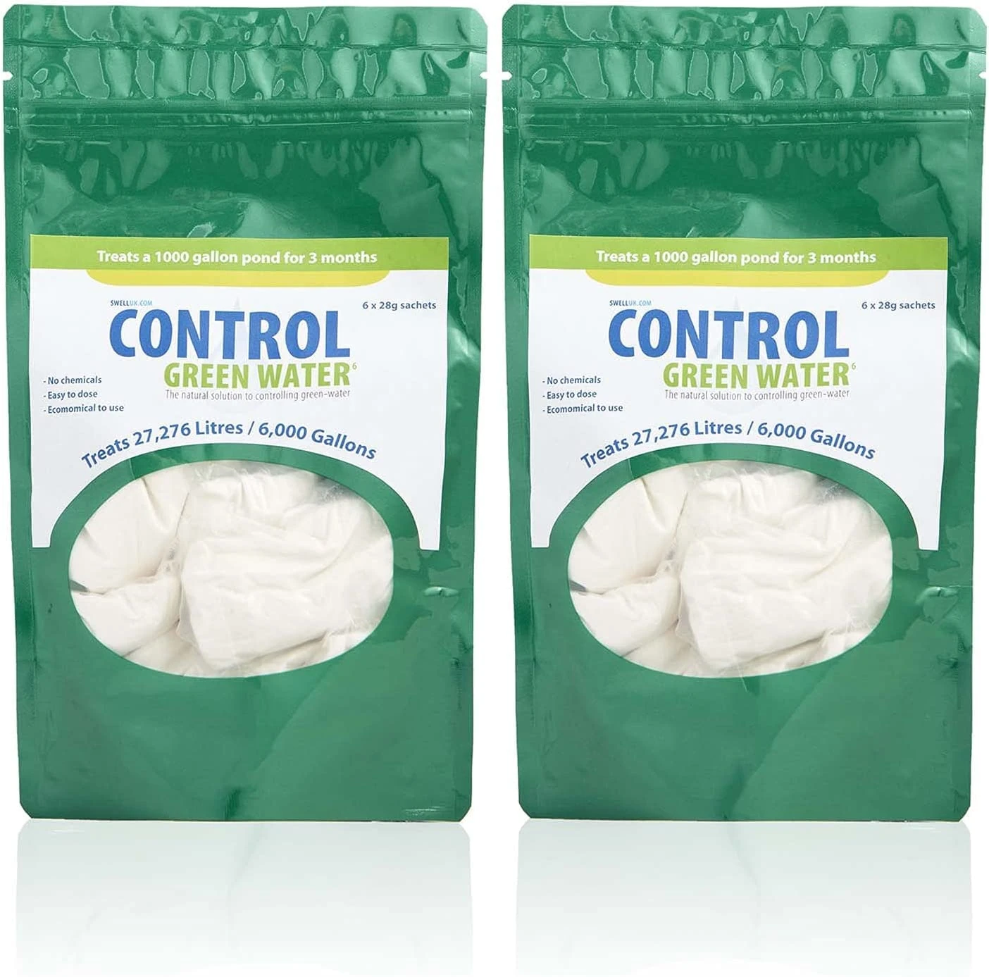 Swell Control Green Water 2 Pack. Pond Clear Water Treatment and Pond Cleaner