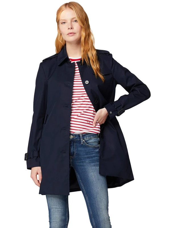 Tommy Hilfiger Women's Heritage Single Breasted Trench Coat, Blue (MIDNIGHT), XL