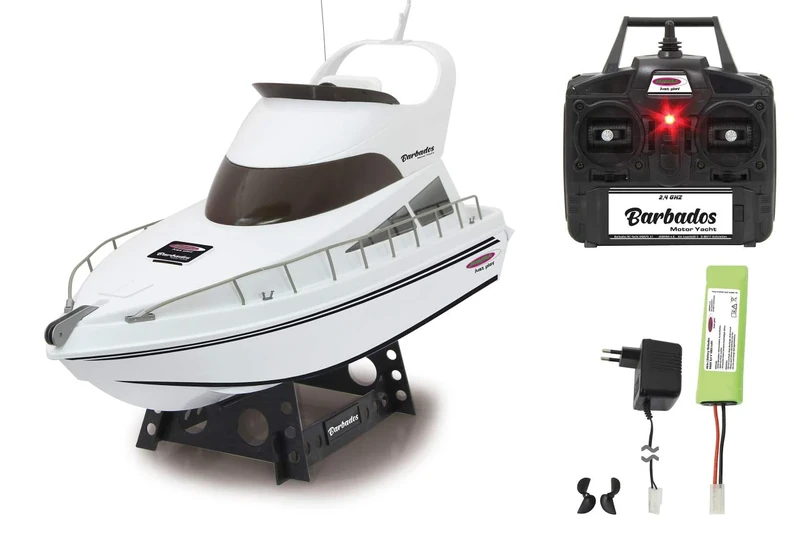 Jamara 040670 - Barbados RC-Yacht 2,4GHz – Multiplayer, 2 motor, Easy to steer, Fast-closing cap, Trim rudder, Fine trim