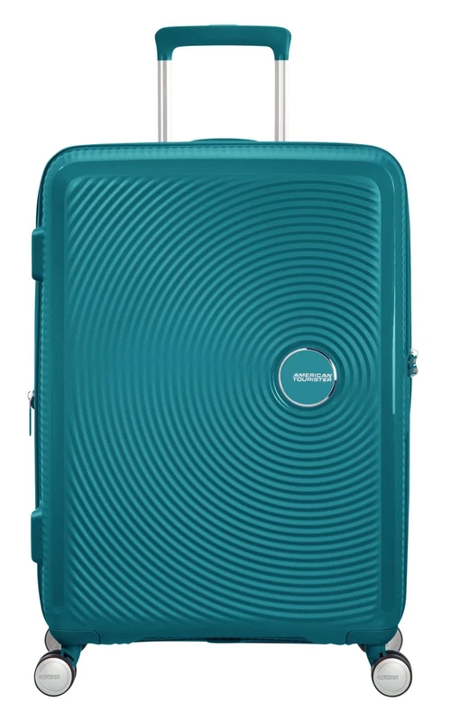 American Tourister Soundbox - Hard Shell Suitcase 67 cm Medium - Trolley Case with 4 wheels, TSA lock, Expandable & Light - 71.5/81 L - Jade Green