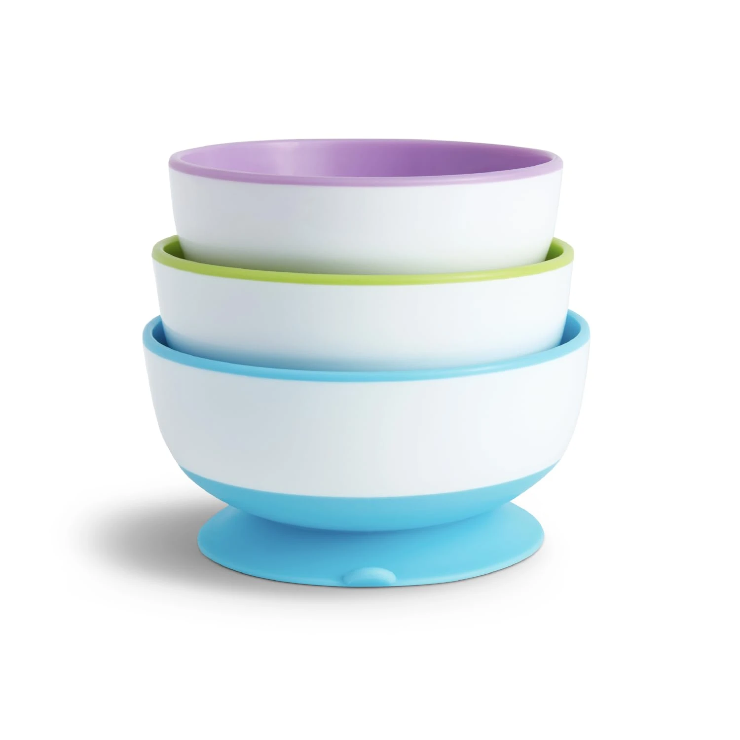 Munchkin Stay Put Baby Suction Bowl Set| Baby Bowls for Weaning| Baby Feeding Suction Dish Pack| for Babies & Toddlers 6 Months+|BPA Free Weaning Set for Babies| Microwave/Dishwasher Safe | 3 Pack