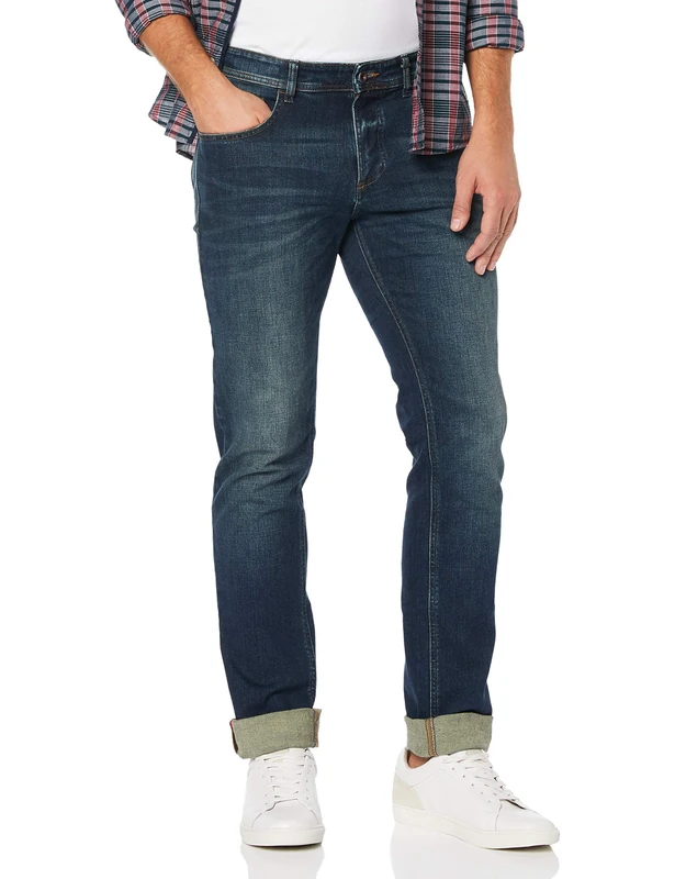 camel active Men's 5-Pocket Houston Straight Jeans, Green (Greencast 82), W32/L34 (Manufacturer Size: 32/34)