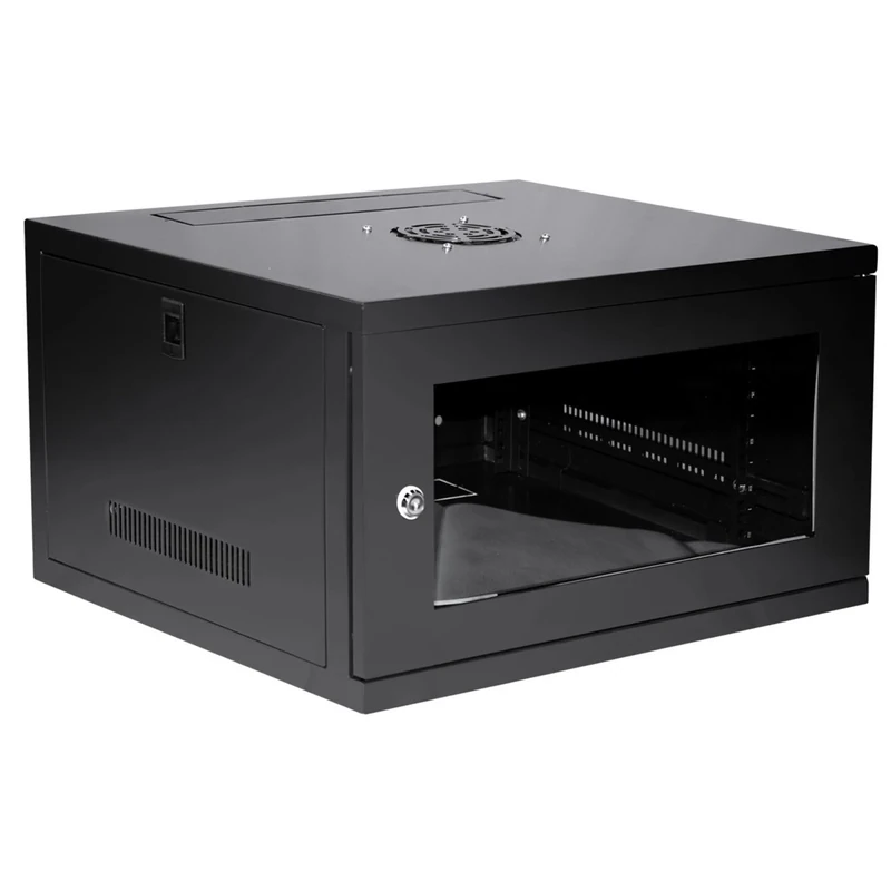 LMS Data 6U 450mm Deep 19" Wall Mount Network Server Rack Data Cabinet, 19 inch Storage enclosure for Home Office Server Room with Glass Door, Removable Side Panels, Lockable Front-Rear - Flat-Packed